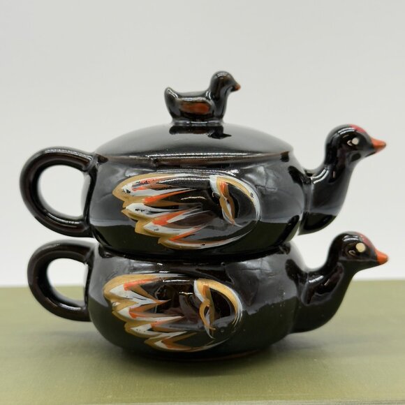 Vintage Stackable Mallard Duck Salt Pepper Shakers Japan Royal Sealy - Picture 1 of 10